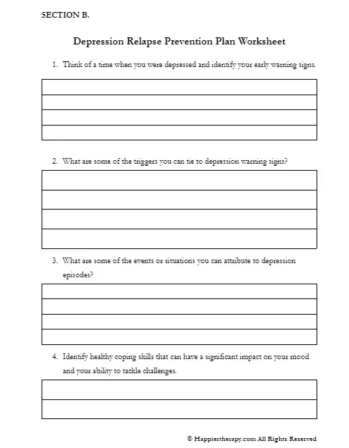 relapse prevention plan worksheet