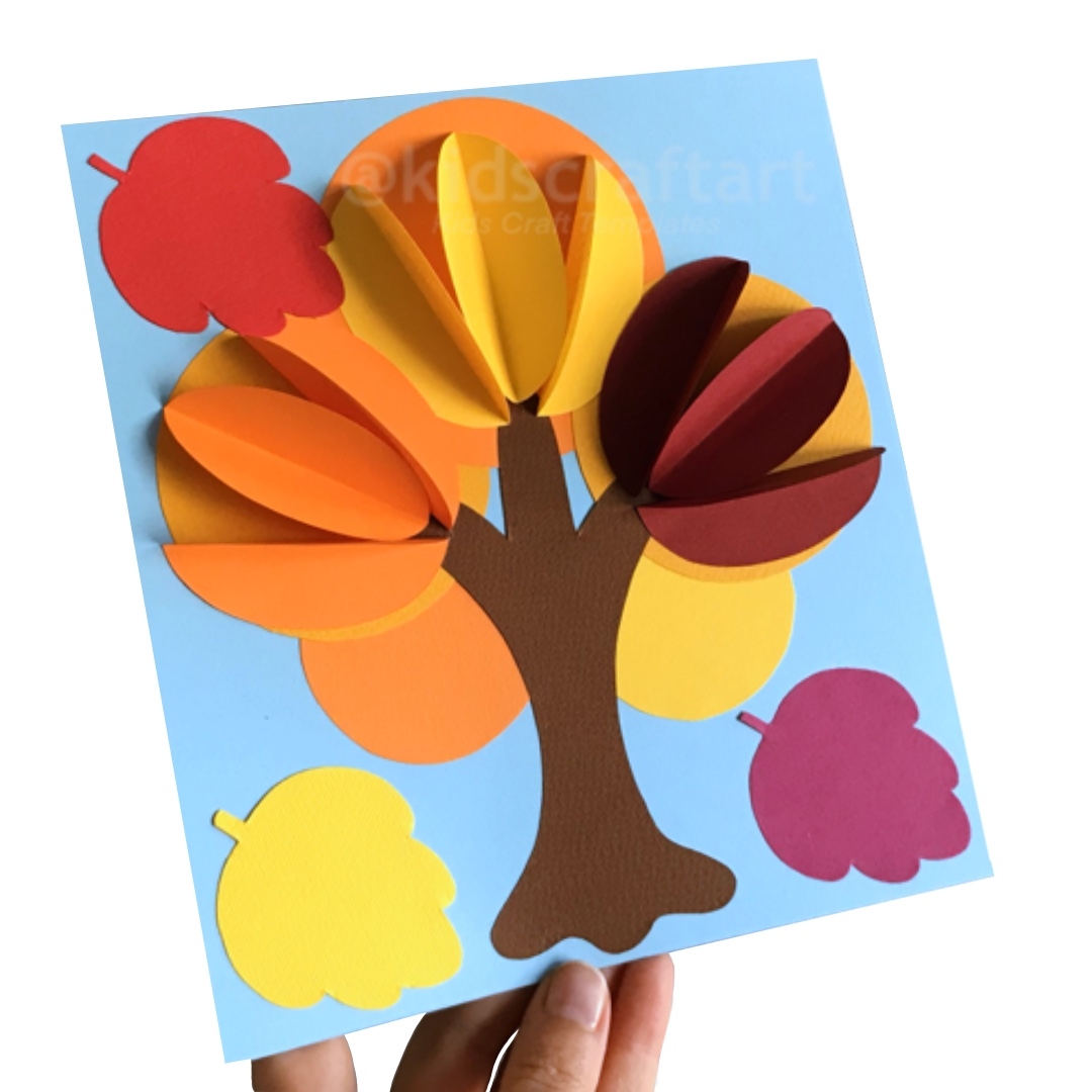 3D Autumn Fall Tree Craft Printable Leaf Craft Kits For Kids Inspire 