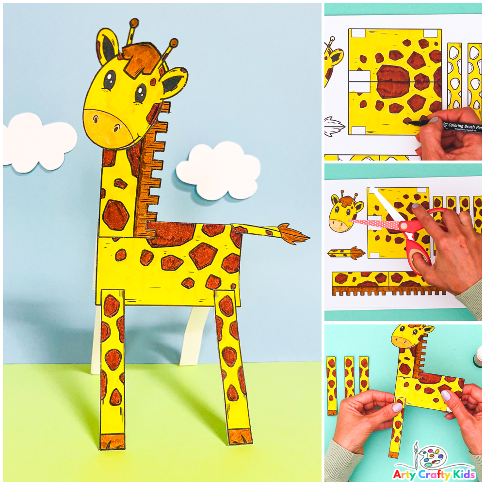 3D Printable Giraffe Craft A Giraffe Coloring Craft Arty Crafty Kids