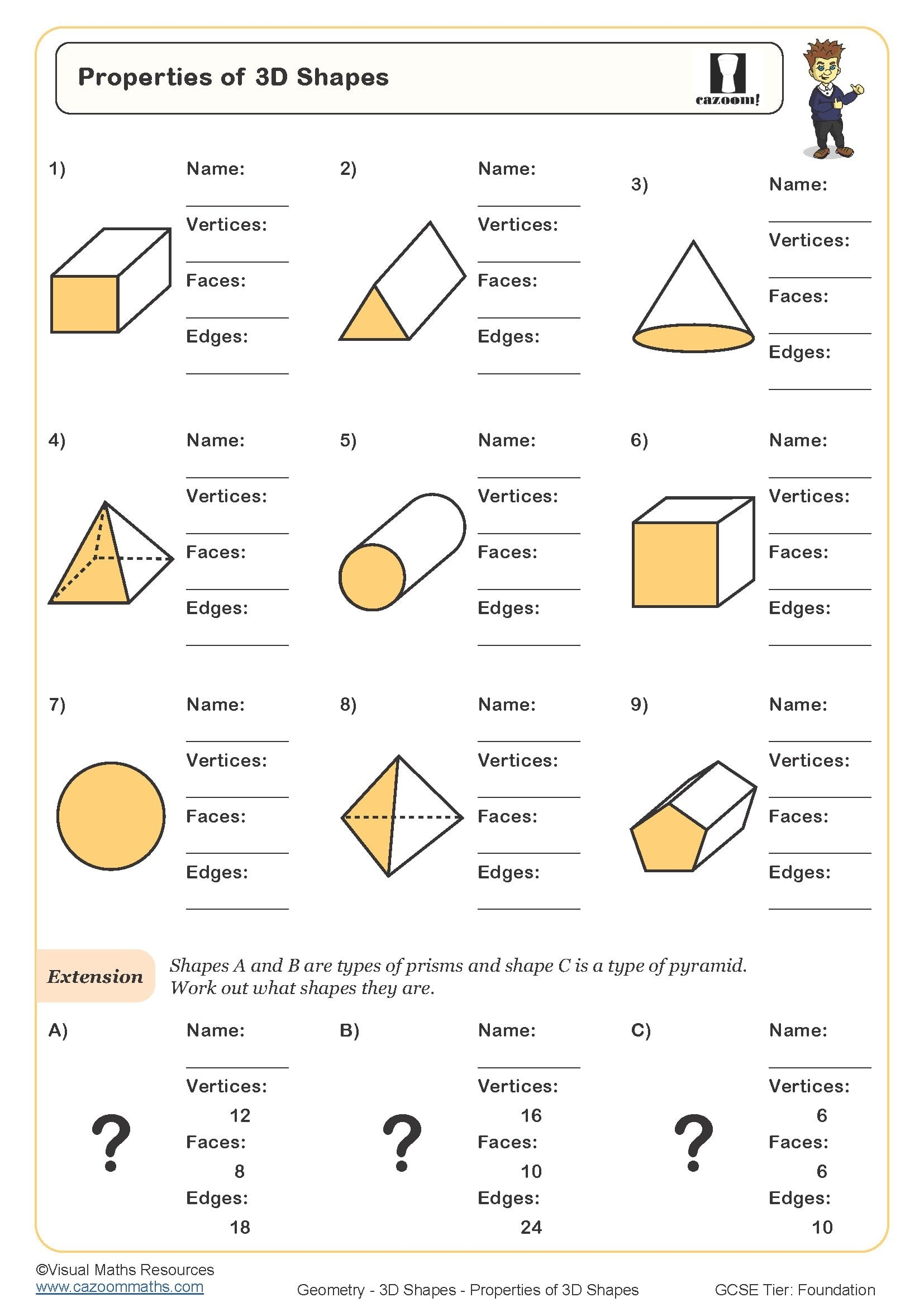 3 d shapes worksheets