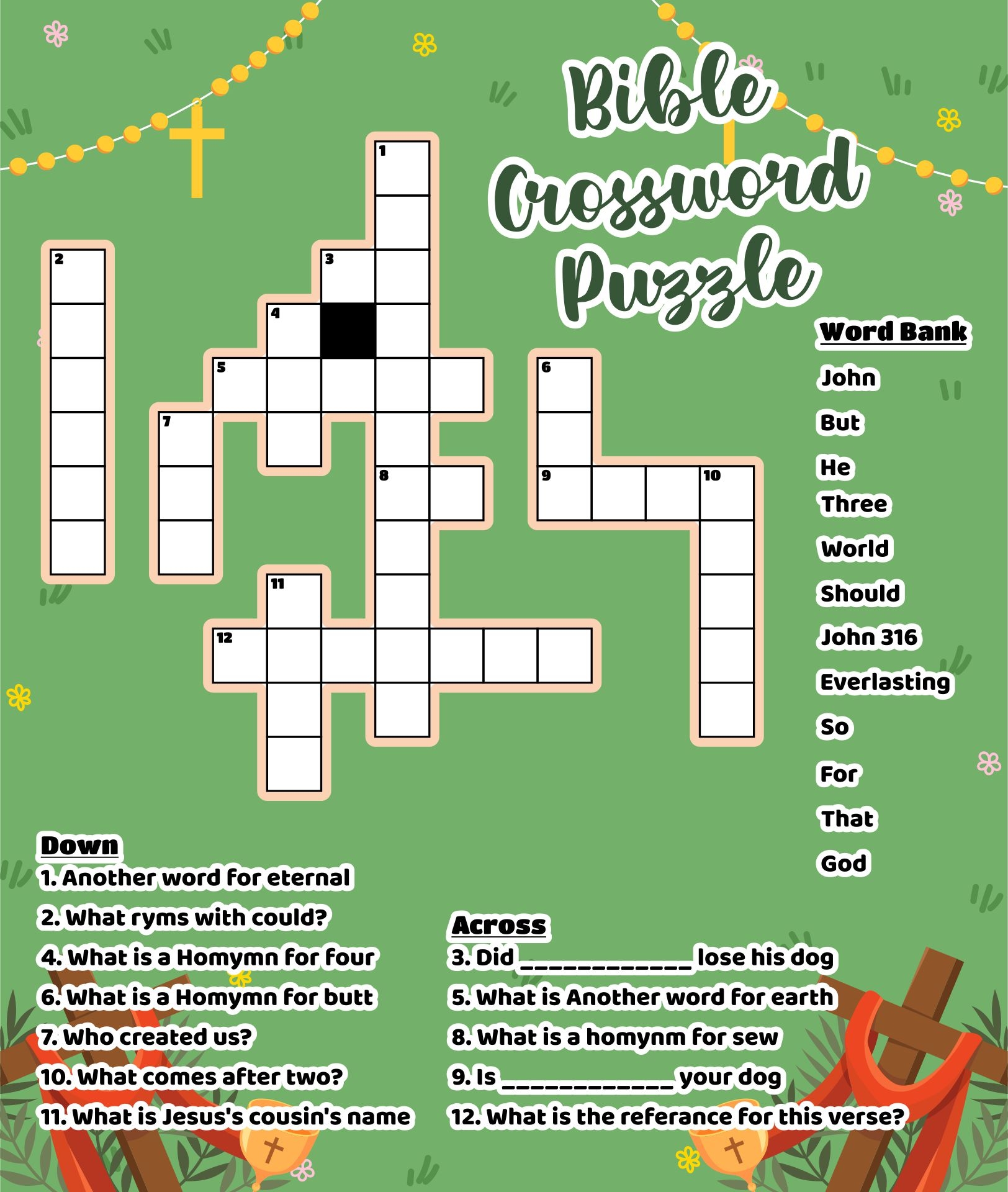 bible crossword puzzle printable