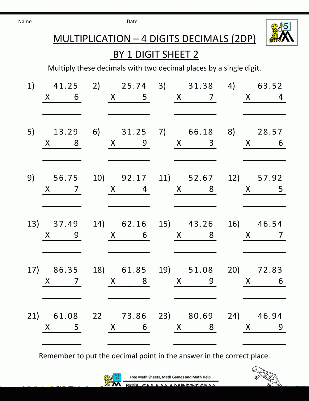 4 Digit Multiplication Worksheets Multiplication Worksheets