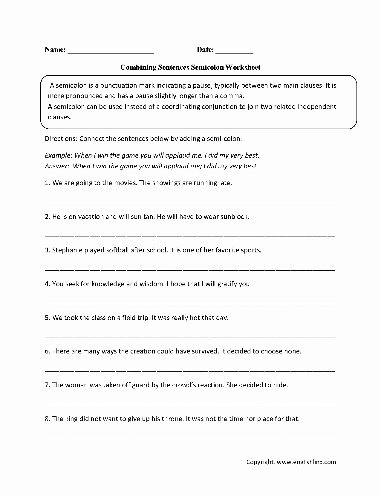45 Semicolons And Colons Worksheet