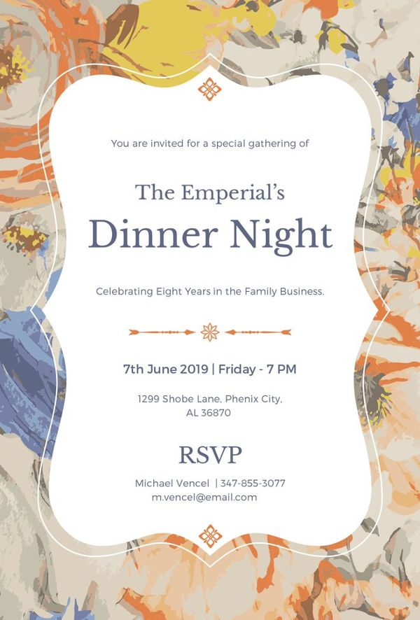 birthday dinner invitation template