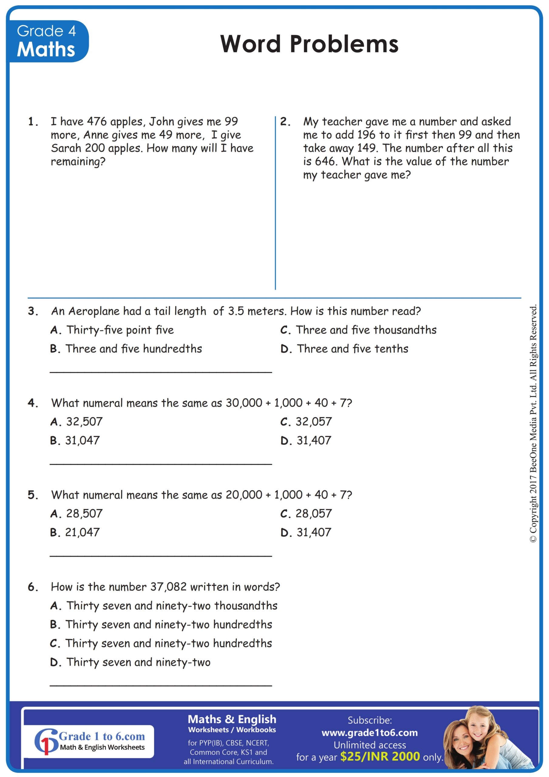 place and value worksheets