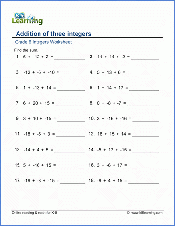 50 Adding Integers Worksheet Pdf Chessmuseum Template Library