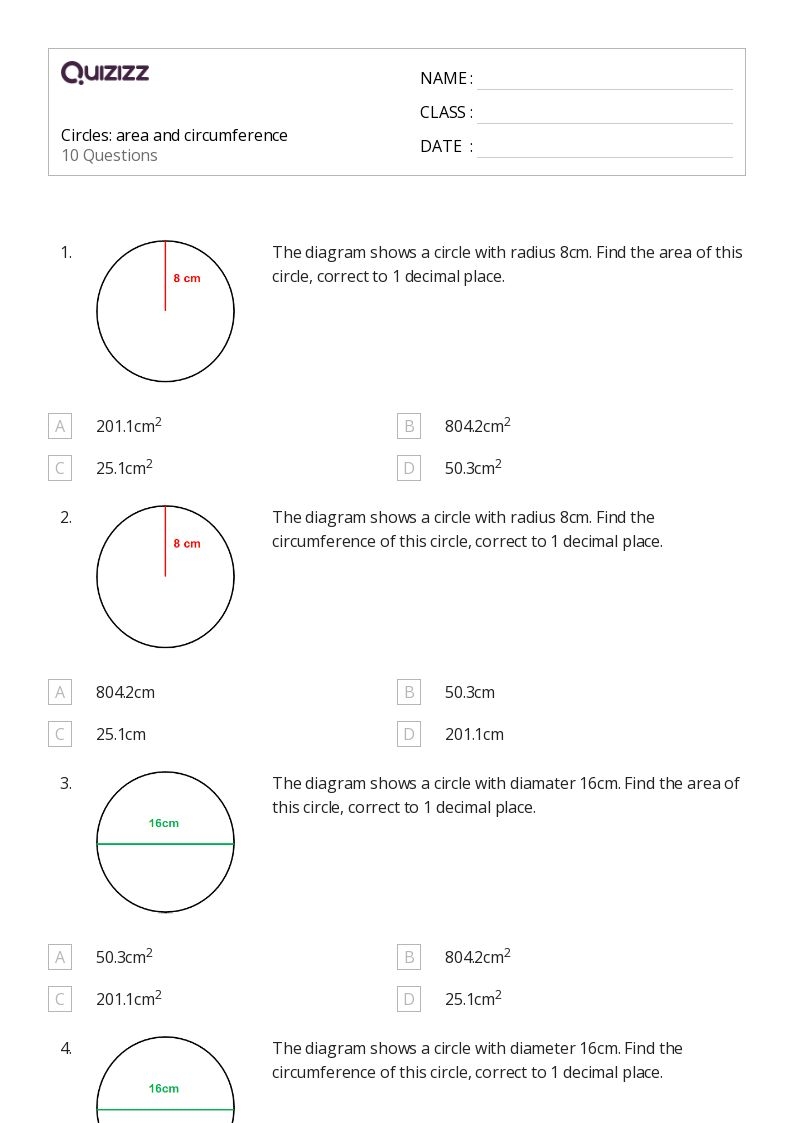 50 Area And Circumference Of A Circle Worksheets For 3rd Class On 