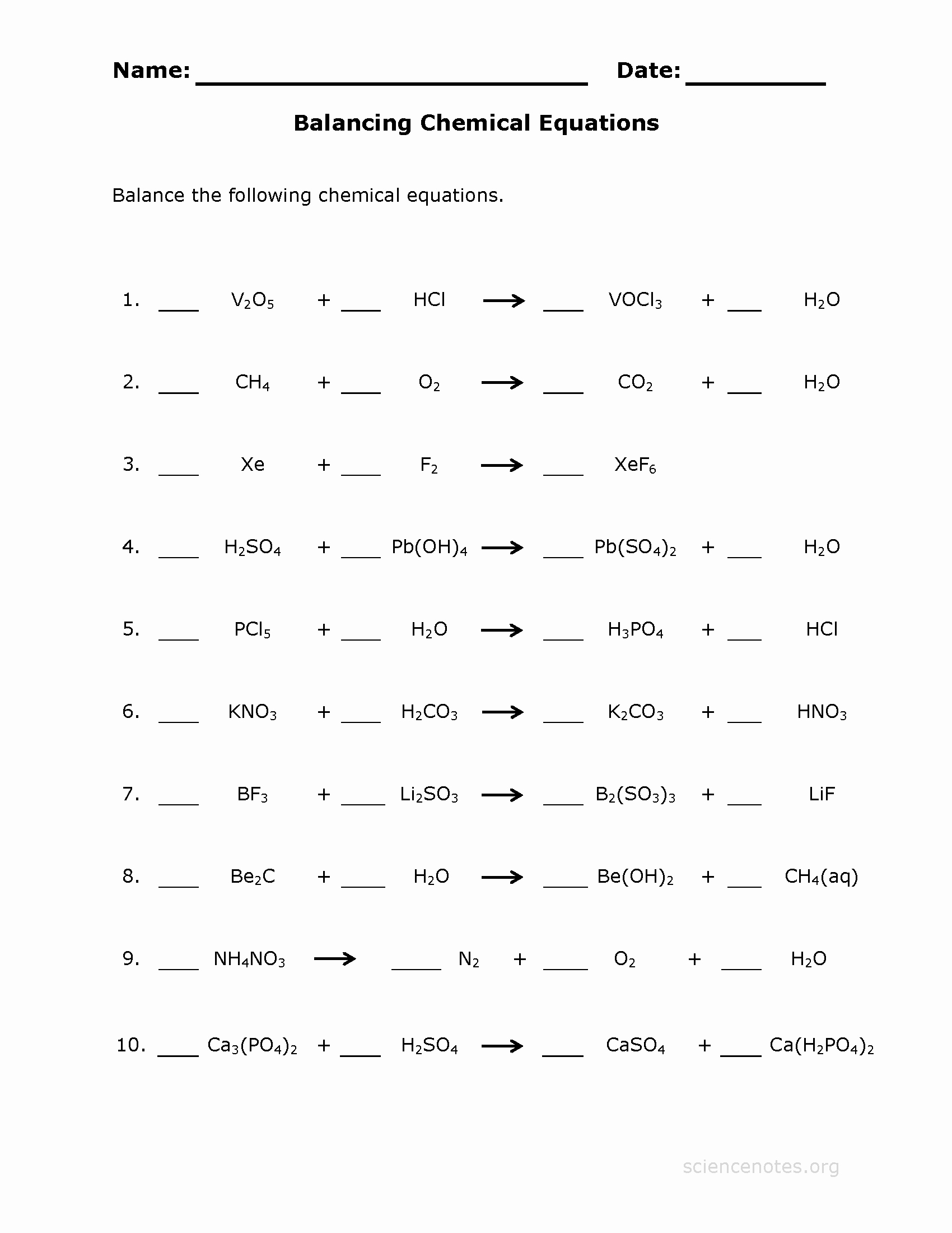 50 Balancing Equations Worksheet Answers Chessmuseum Template Library