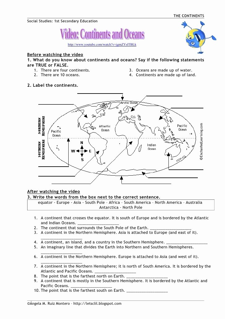 50 Continents And Oceans Worksheet Chessmuseum Template Library
