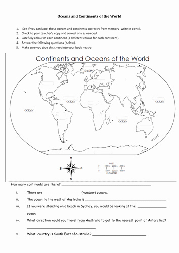 50 Continents And Oceans Worksheet Chessmuseum Template Library