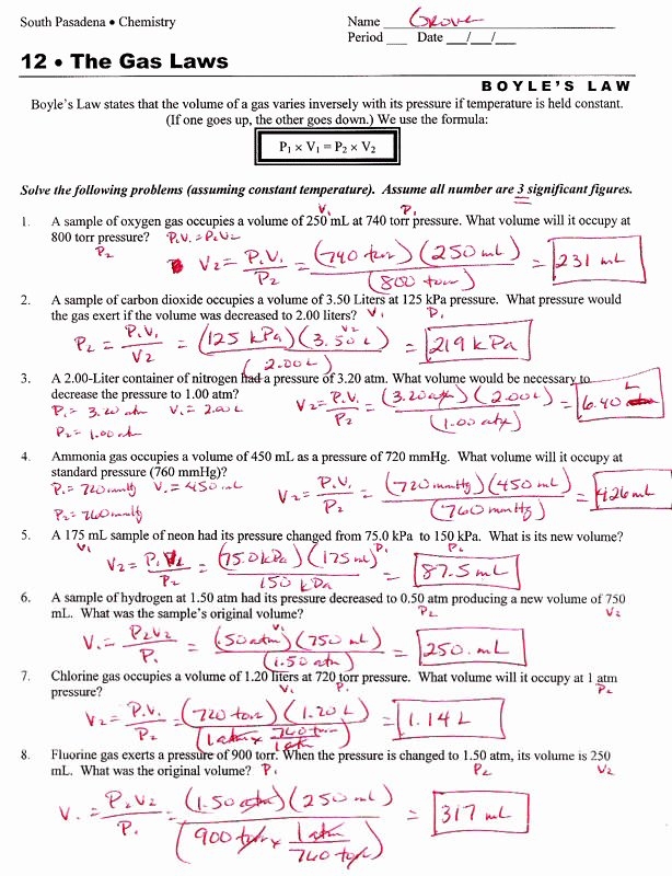 50 Ideal Gas Law Worksheet Chessmuseum Template Library