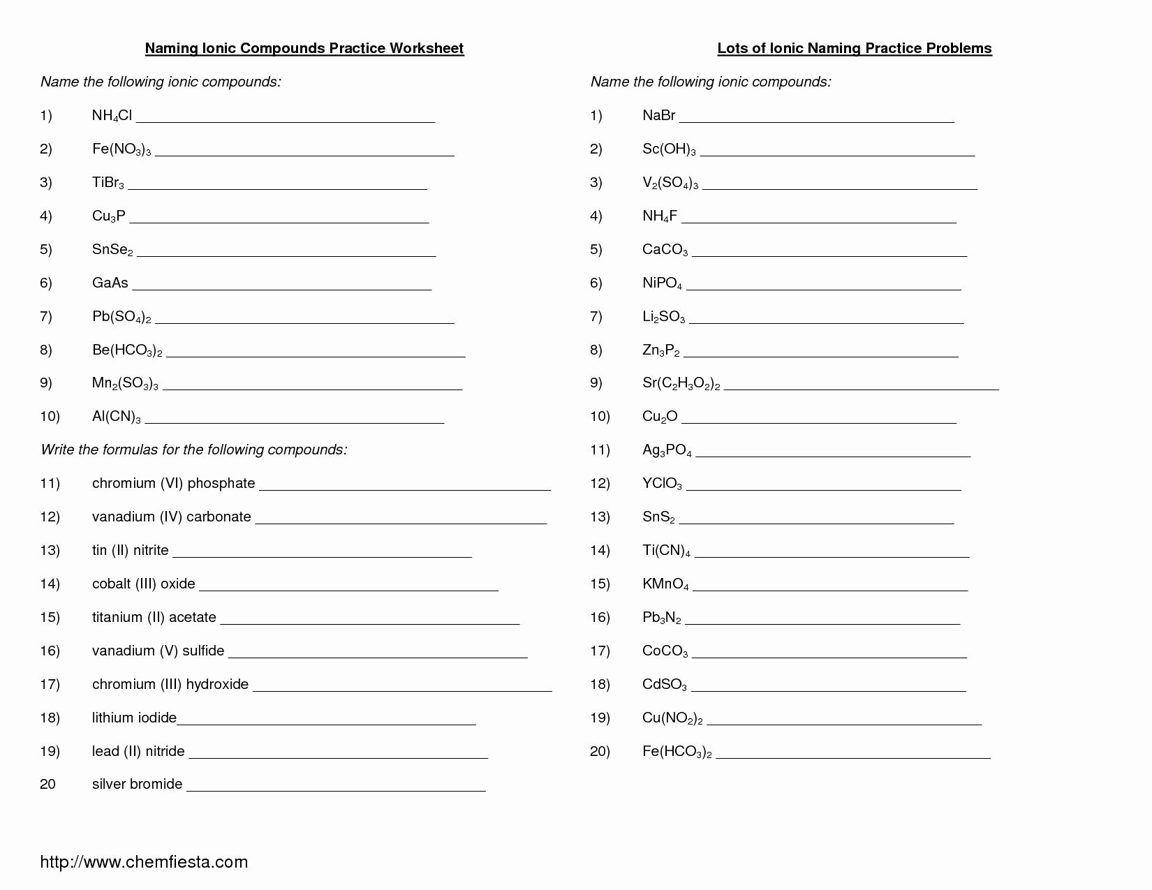 names of ionic compounds worksheet