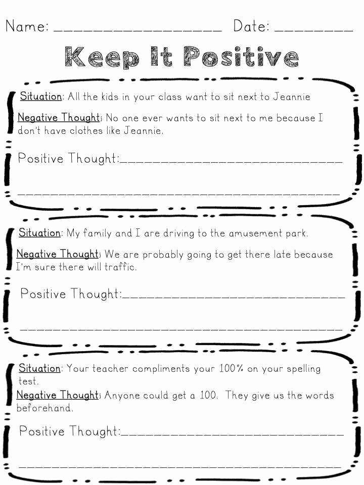 50 Positive Self Talk Worksheet
