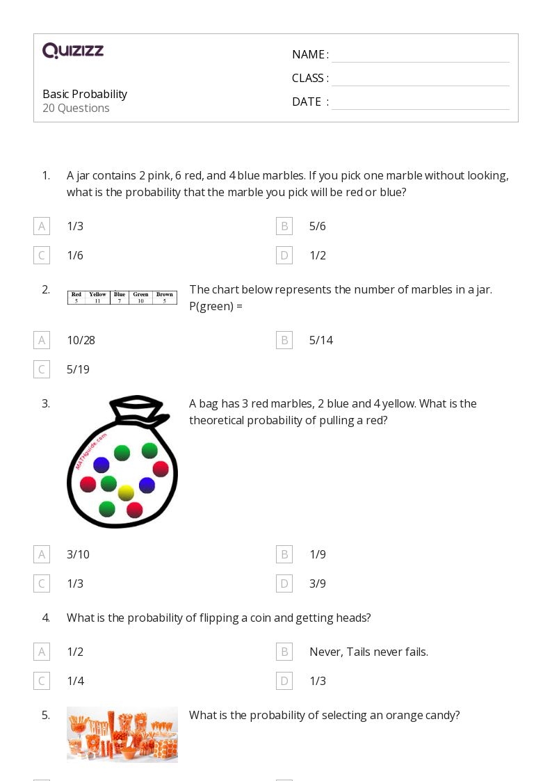 50 Probability Worksheets For 7th Grade On Quizizz Free Printable