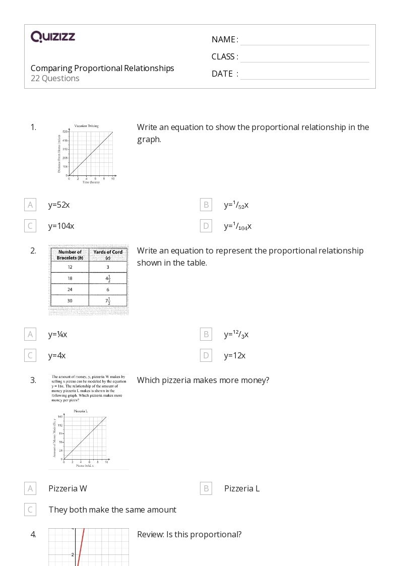 50 Proportional Relationships Worksheets For 7th Grade On Quizizz 