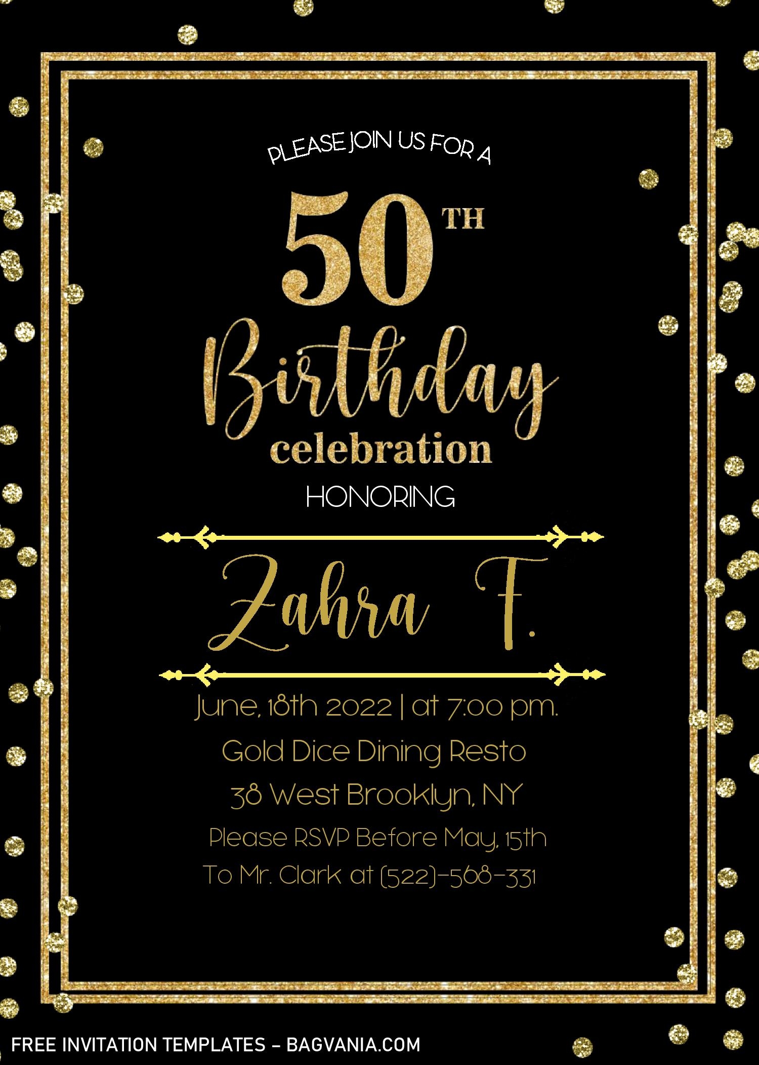 50Th Birthday Invitation Templates