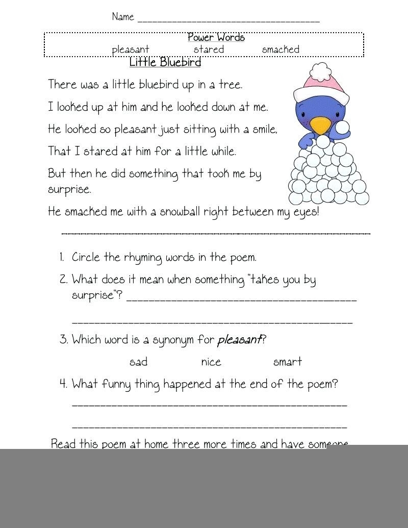 5th grade comprehension worksheets