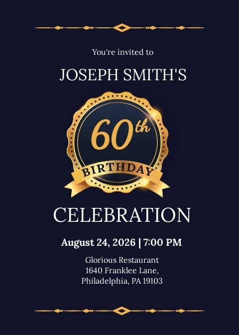 60th birthday invitation template