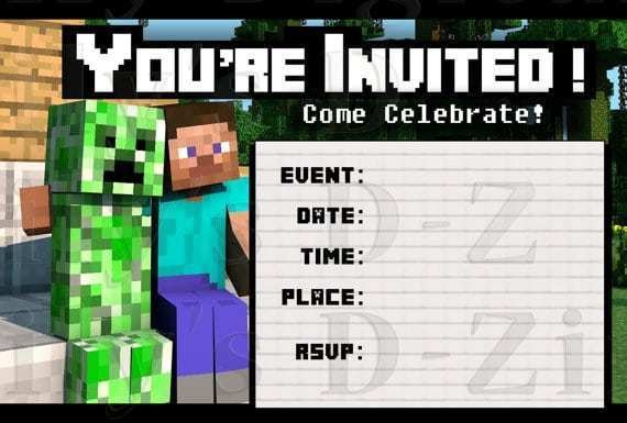 62 Customize Our Free Blank Minecraft Invitation Template Now For Blank