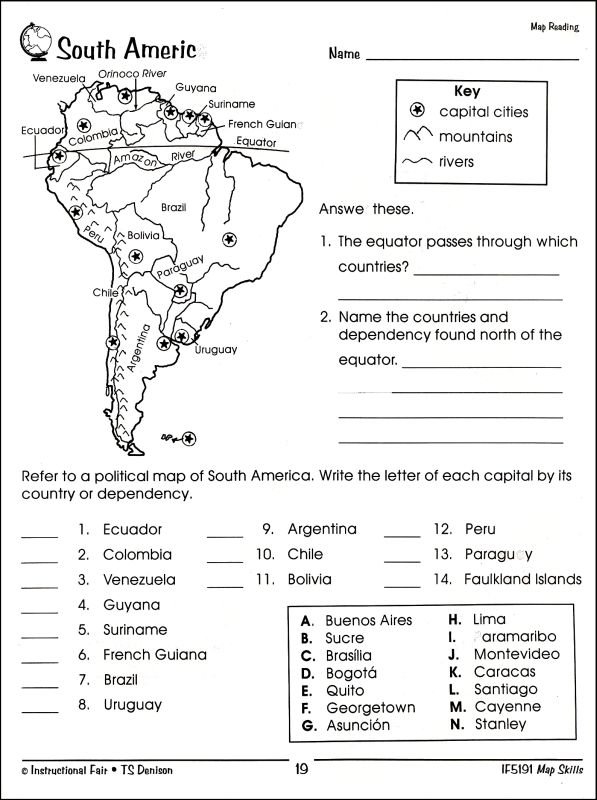 south america 6th grade worksheets