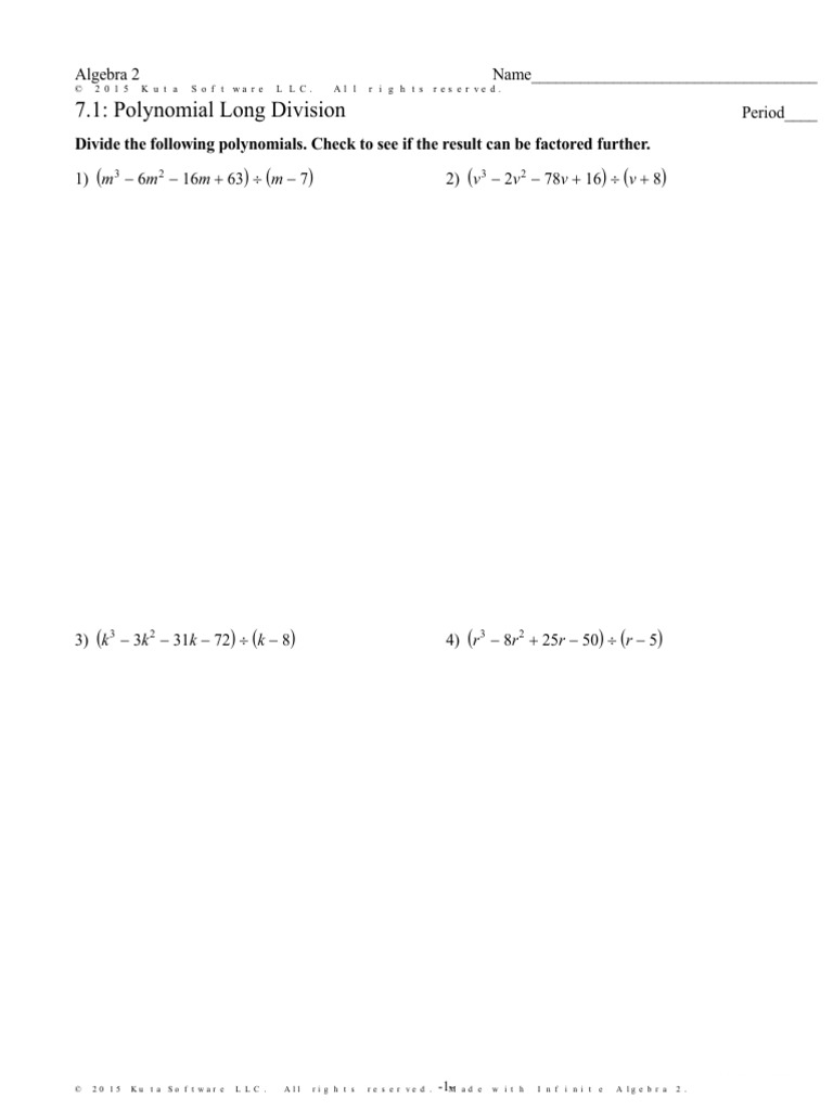 7 1 Polynomial Long Division Download Free PDF Mathematical