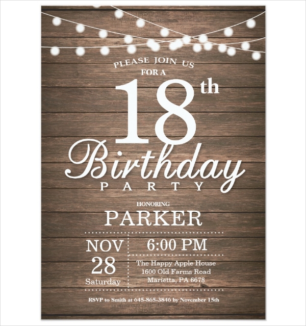 7 18th Birthday Invitation Designs Templates PSD AI
