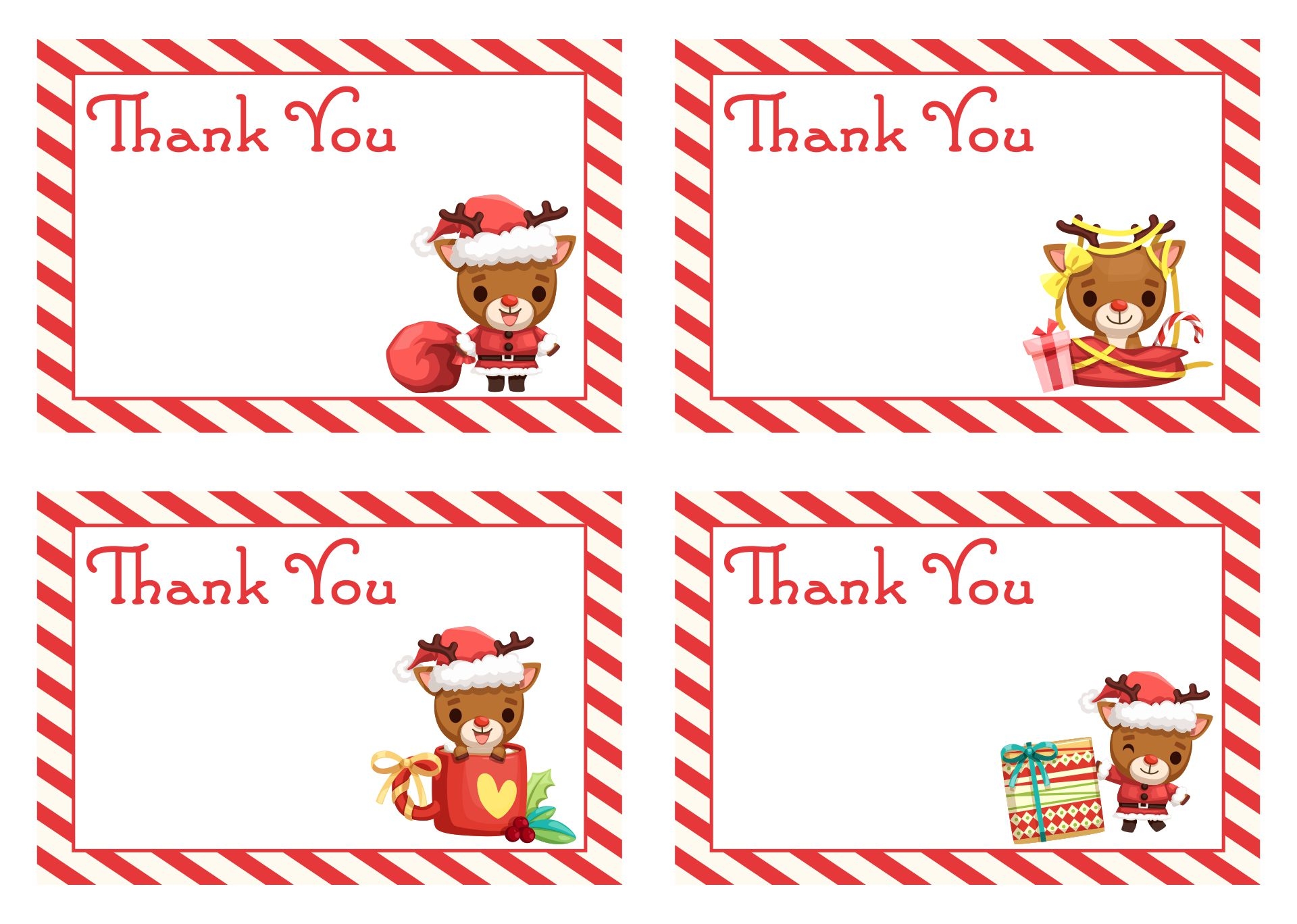 free printable thank you cards for christmas gift