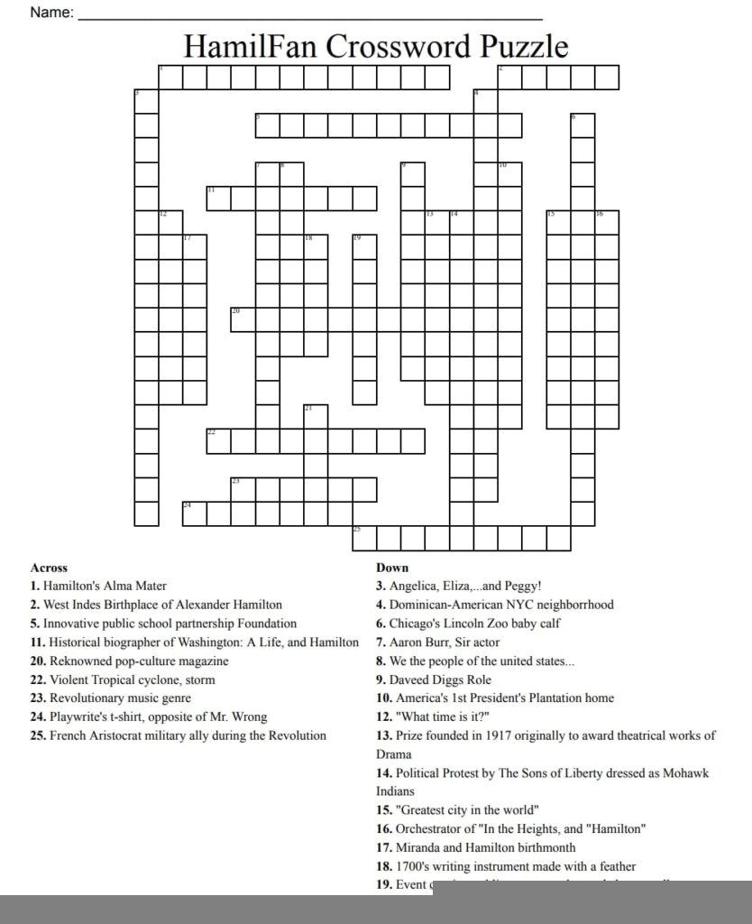online printable crossword puzzle