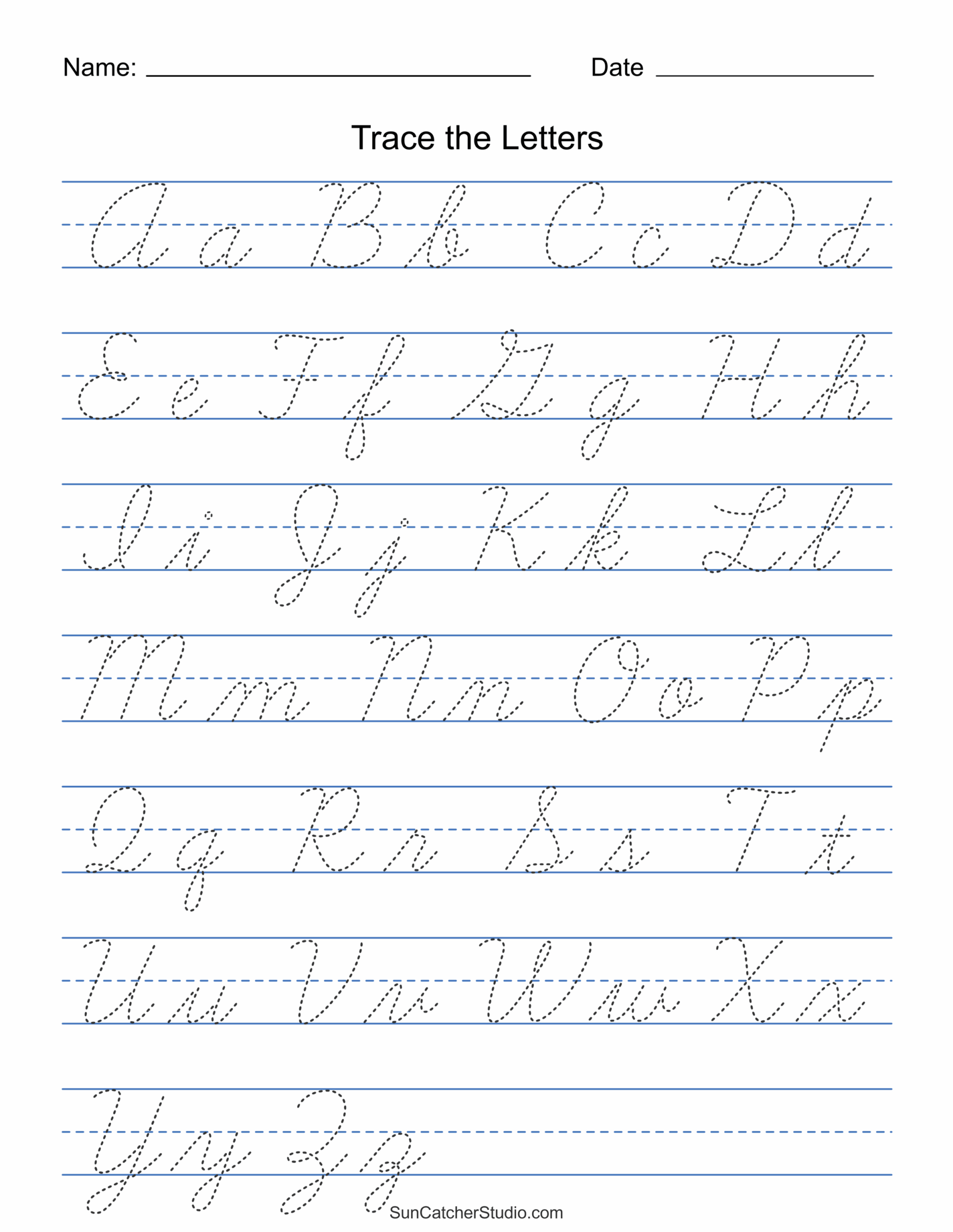 cursive handwriting worksheets free printable