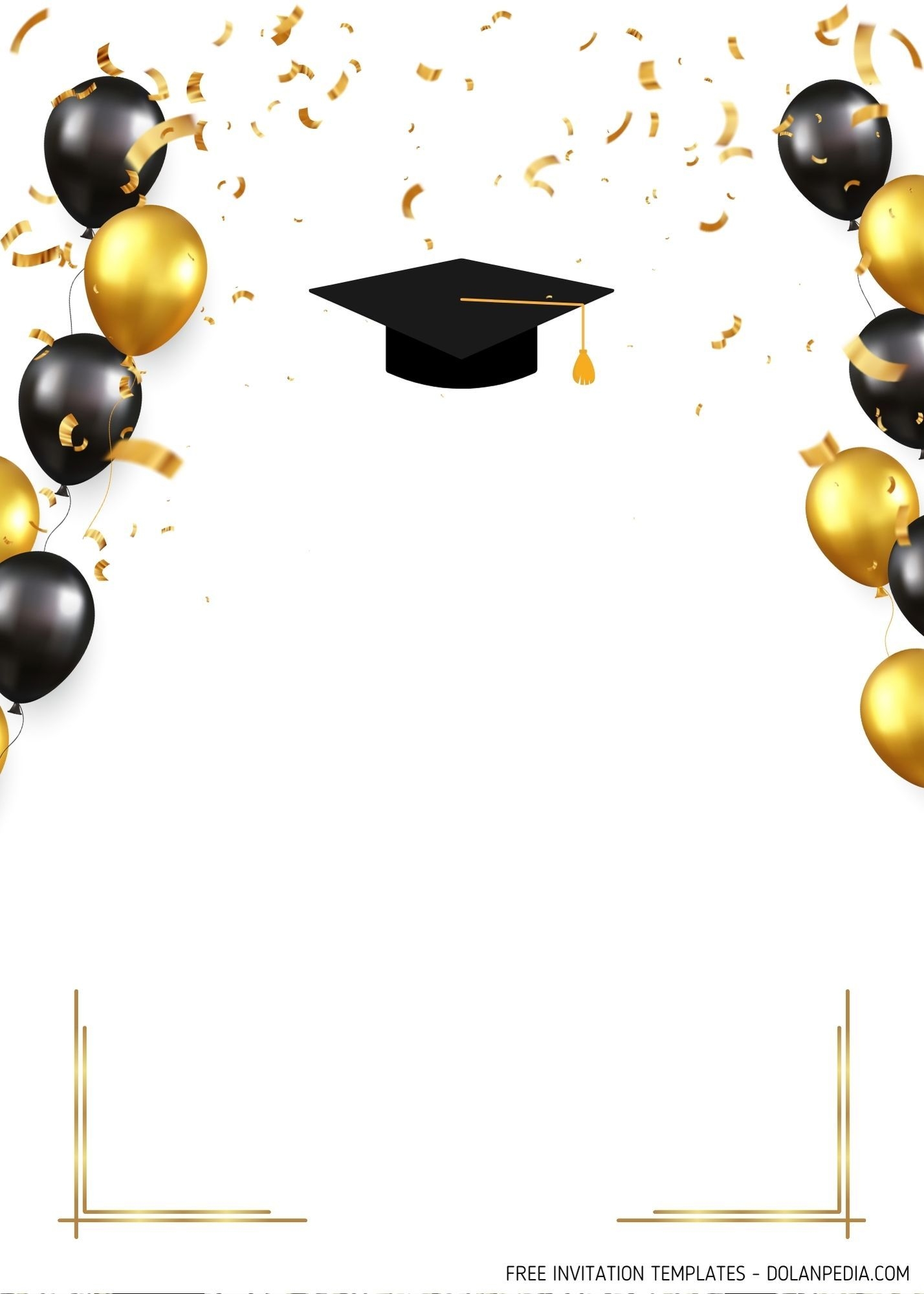 8 Graduation Cap With Gold Sparkle Invitation Templates In 2024