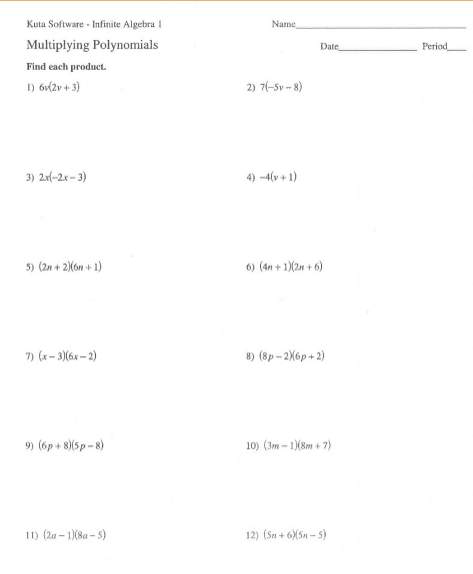9 Best Multiplying Polynomials Worksheet For Students The Teach 