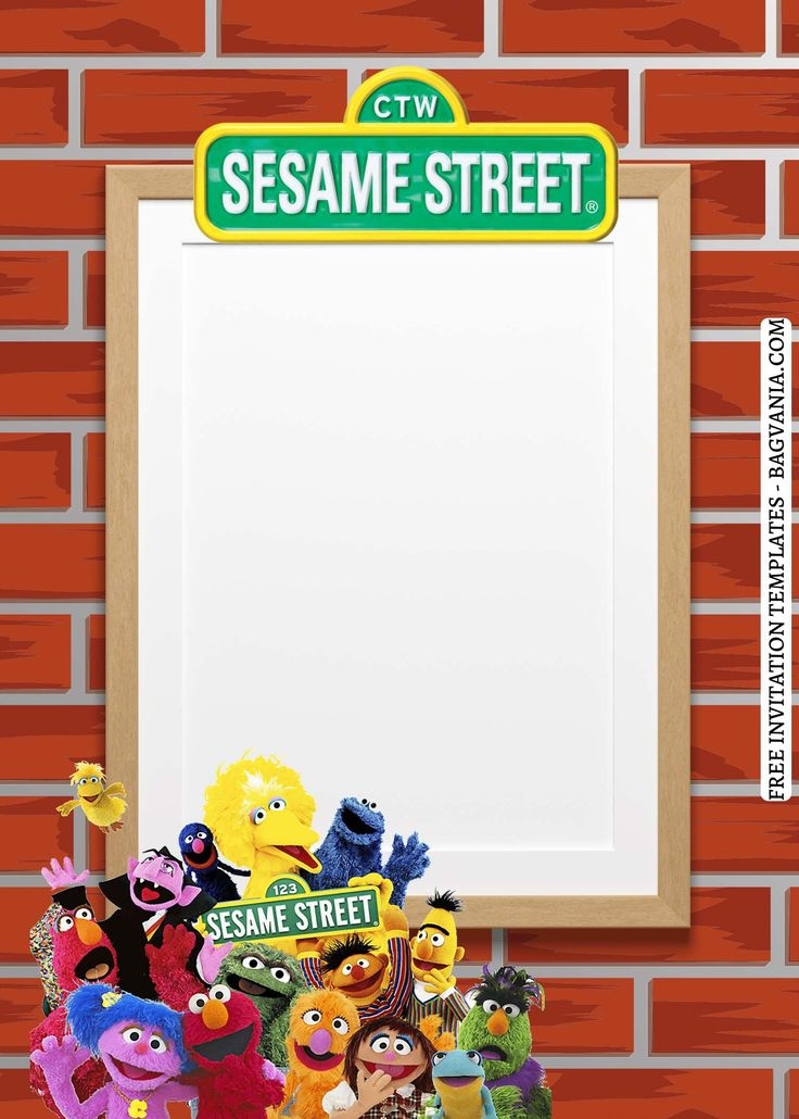 9 Party Cake Sesame Street Canva Birthday Invitation Templates