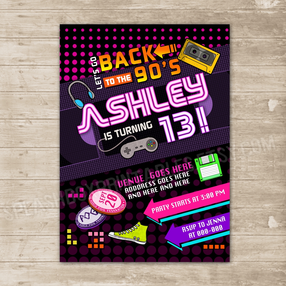 90S Theme Party Invitation Templates Free