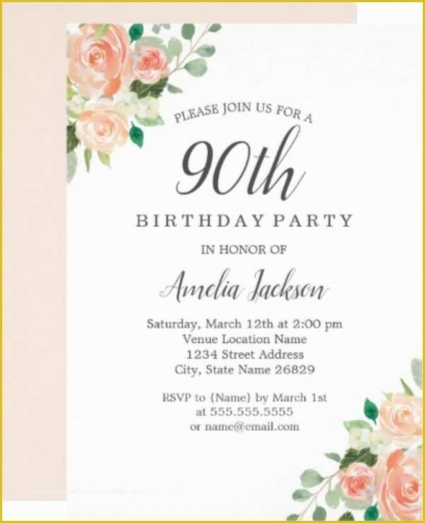 90th Birthday Party Invitations Templates Free Of 90th Birthday