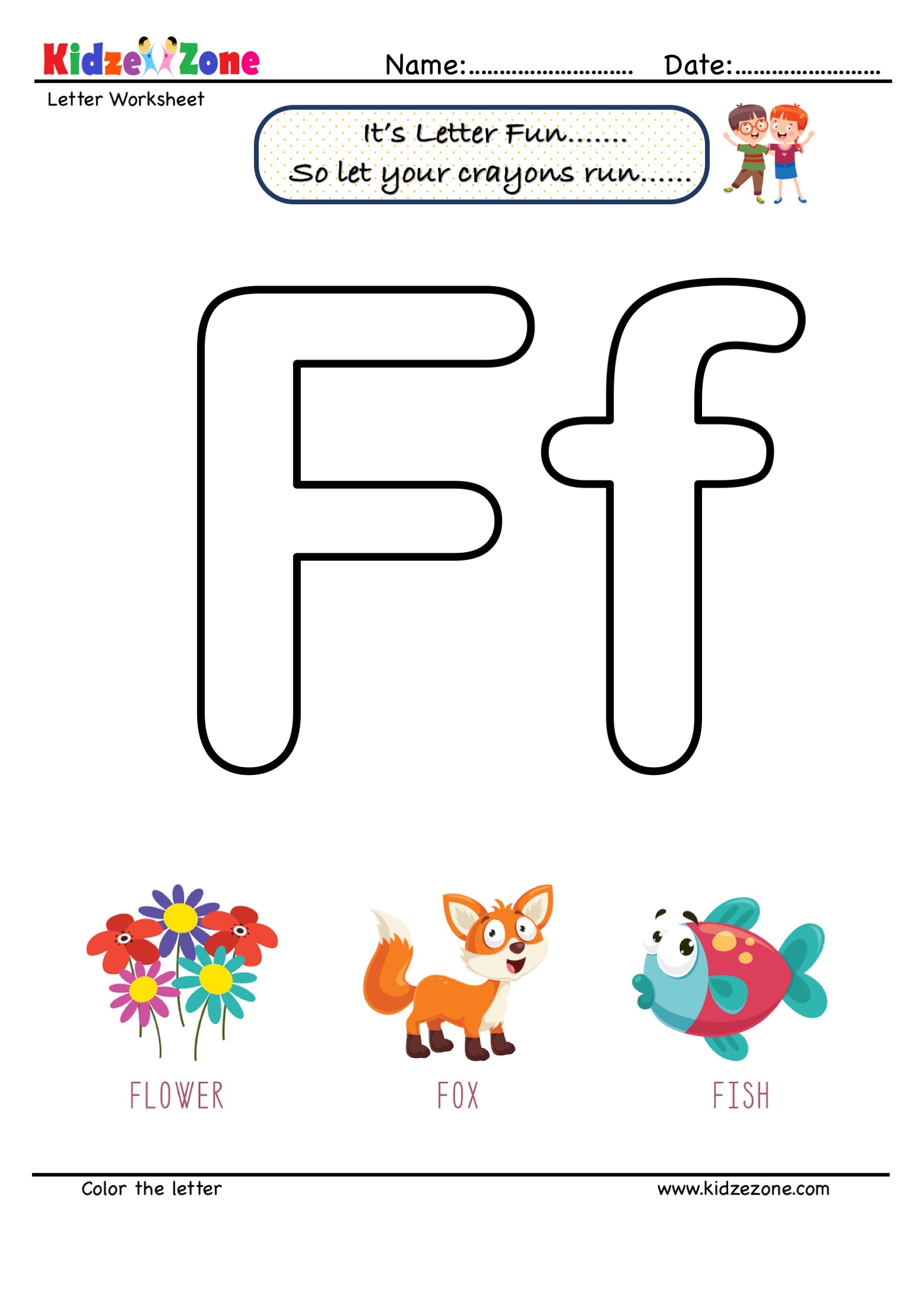 A To Z Letter Coloring Worksheet Fun With Colors