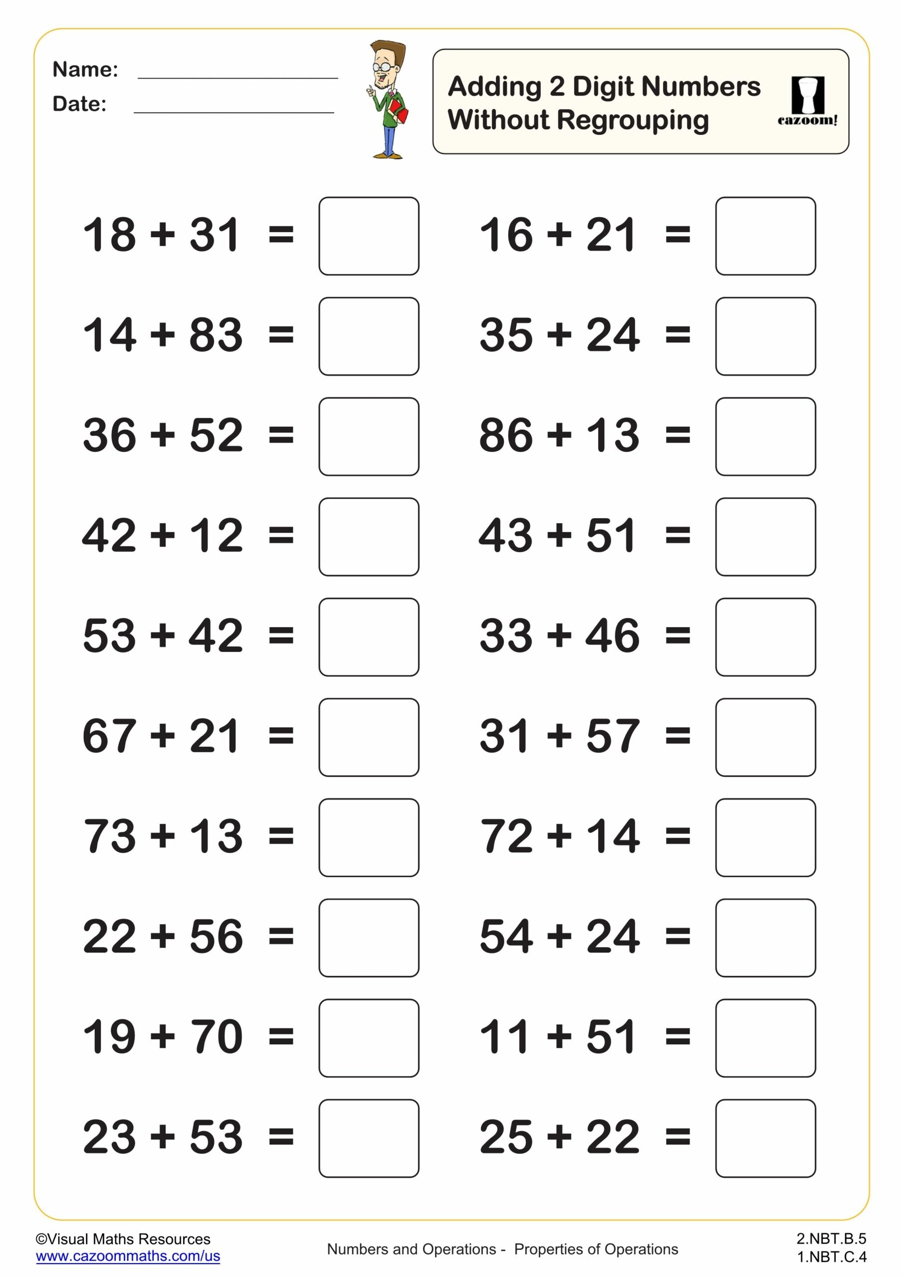 two digit addition worksheets
