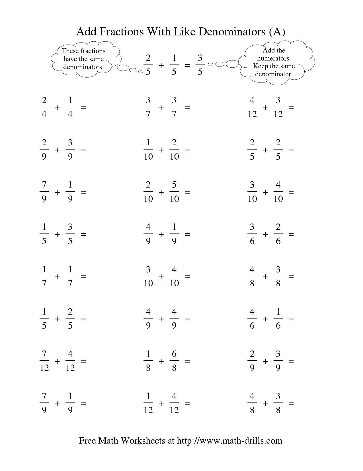 Adding Subtracting Multiplying And Dividing Fractions Worksheet 