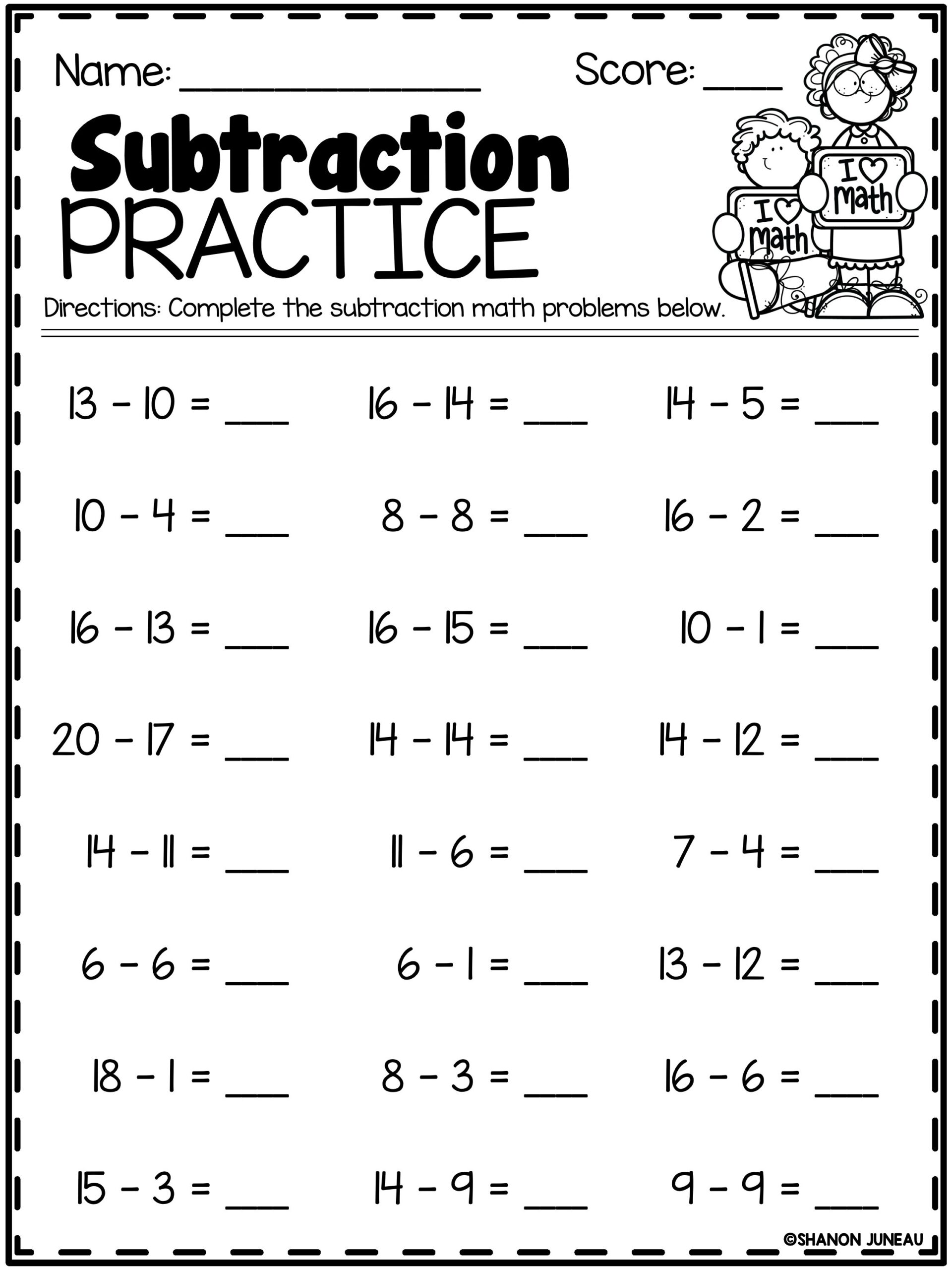 Addition And Subtraction Word Problems 1st Grade Math Worksheet 