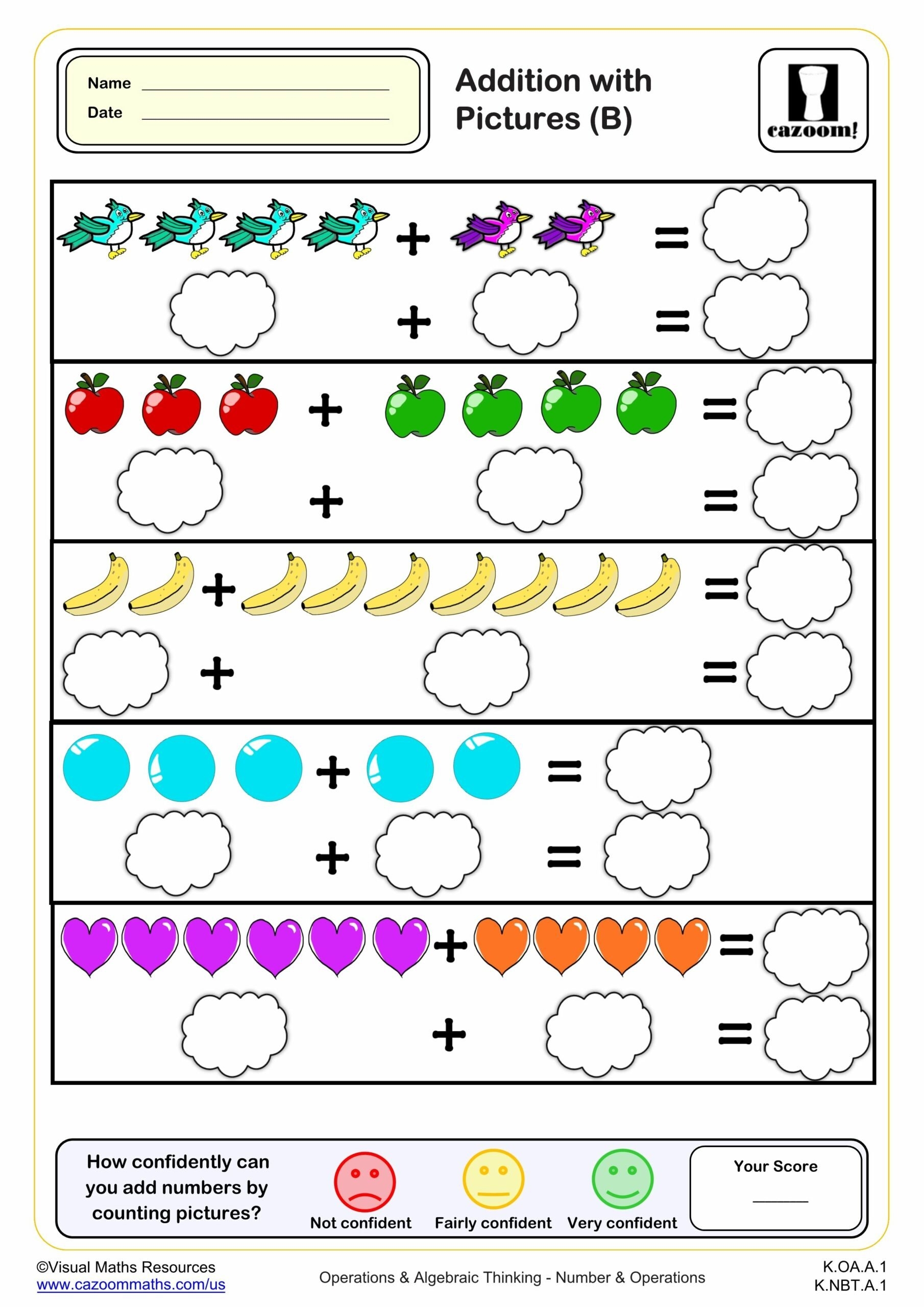 addition worksheet for kg