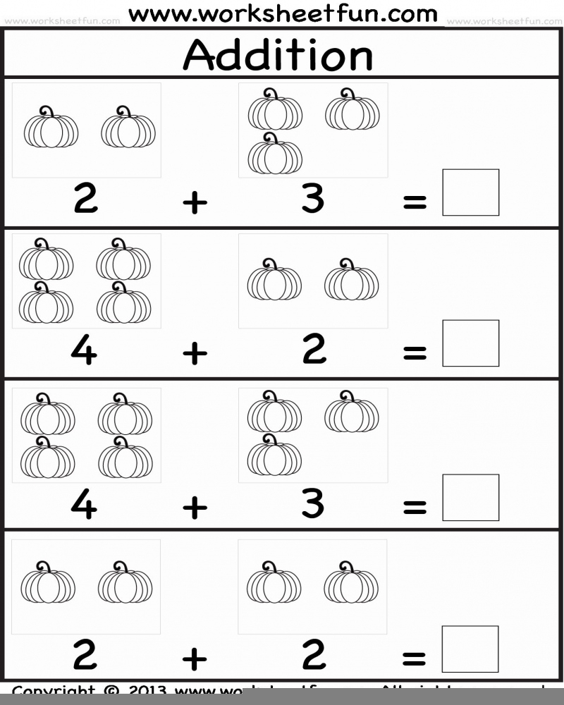 Addition Worksheet For Kindergarten PDF Math Worksheets Printable