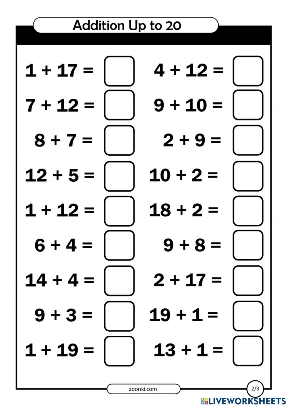 Addition Worksheets 6 6