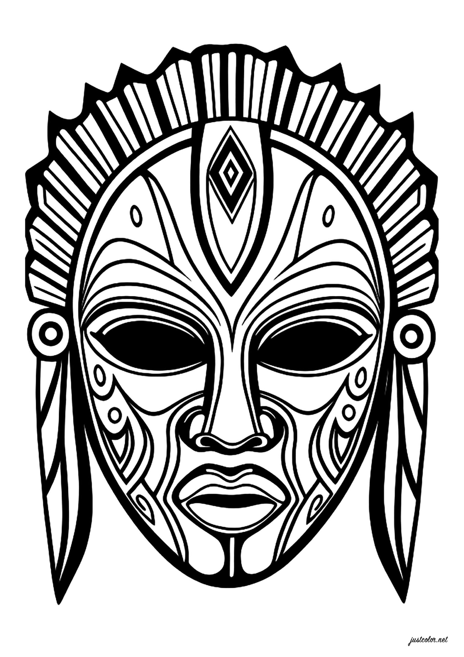 African Mask Free Coloring Page In 2023 African Masks African Art