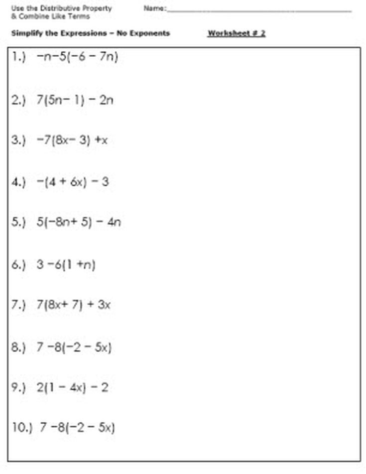 Algebraic Expressions And Equations Worksheet Equations Worksheets