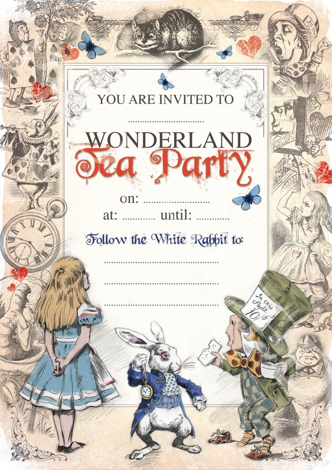 alice in wonderland invitation template