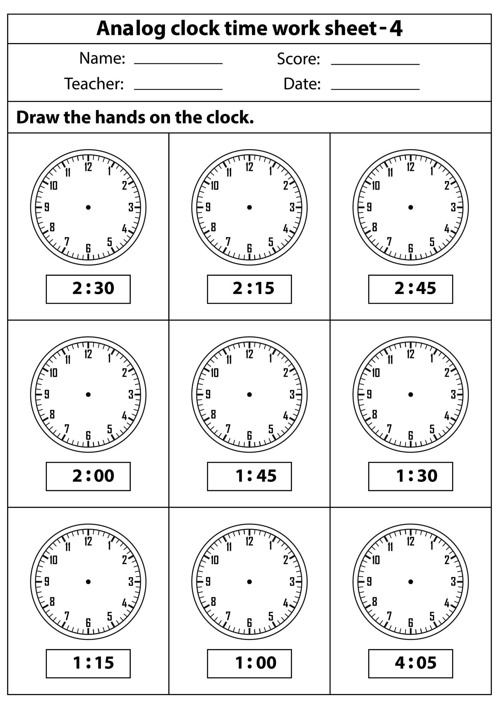 Analog Clock Worksheets Worksheets Day