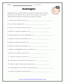 Analogy Worksheets Worksheets Library