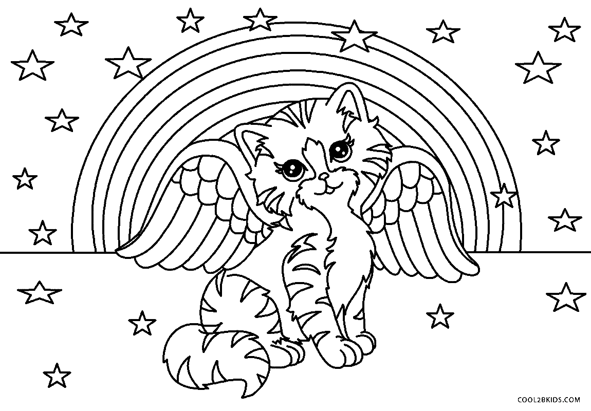 Angel Kitty Lisa Frank Coloring Page Free Printable Coloring Pages
