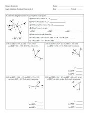 Angle Addition Postulate HW pdf Honors Geometry Name Angle 