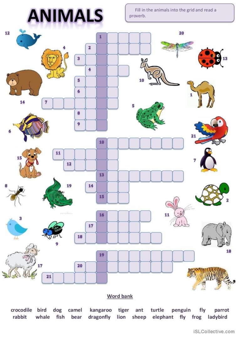 Animal Crossword Puzzle Printable Artofit