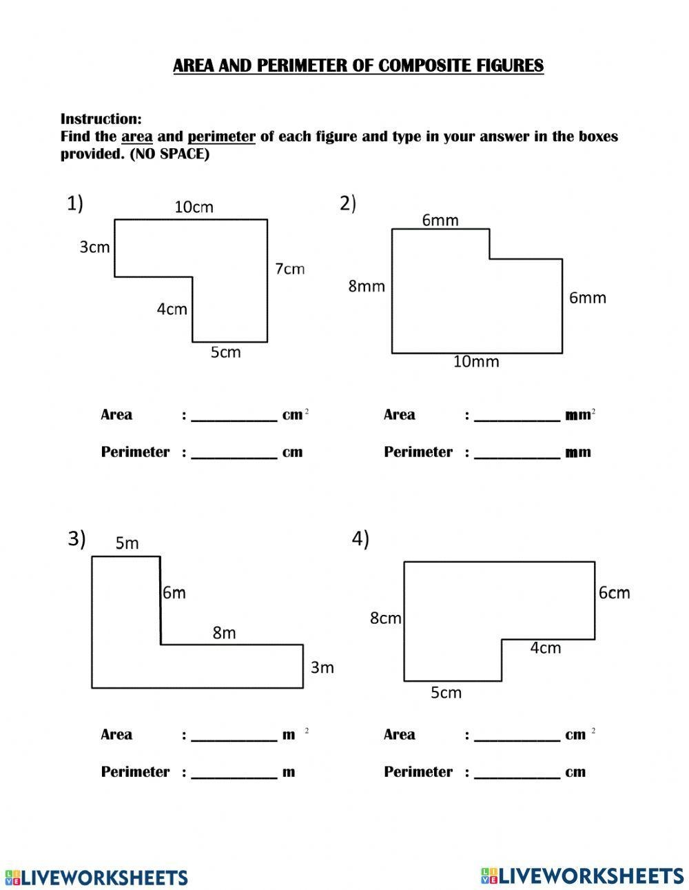 Area And Perimeter Of Compound Shapes A Worksheets Library